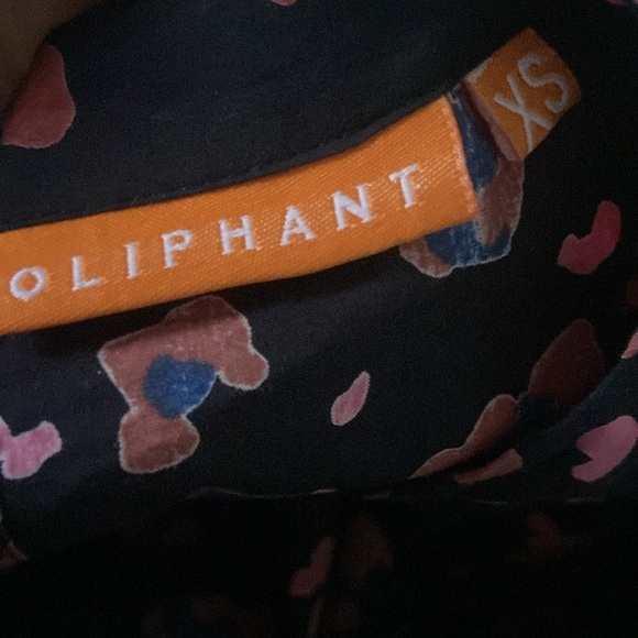 Oliphant Leopard Puff Sleeve Blouse Sz XS 100% Cotton Poplin - Picture 4 of 5